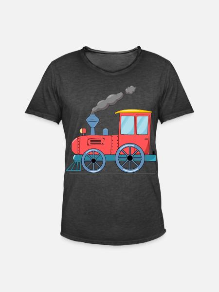 Children's train railway pink - Men's Vintage T-Shirt - washed black