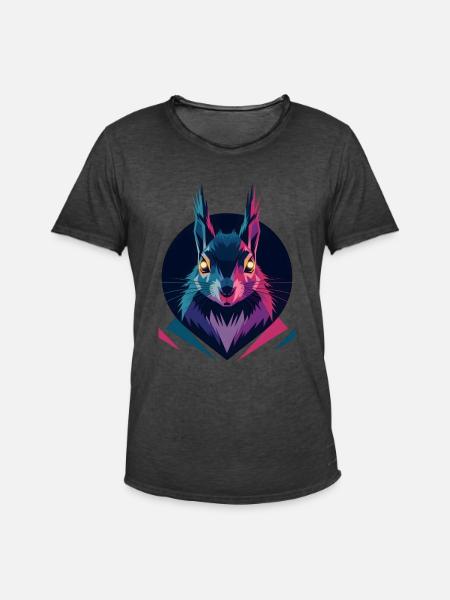 Écureuil low-poly - T-shirt vintage Homme - noir vintage