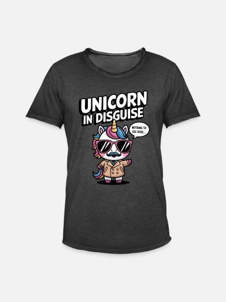 Unverkleidetes Einhorn - Männer Vintage T-Shirt - Vintage Schwarz