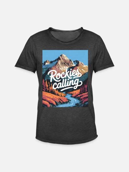 Rockies Calling - Men's Vintage T-Shirt - washed black