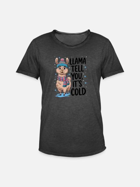 Llama Tell You It's Cold - Men's Vintage T-Shirt - washed black
