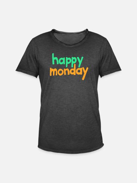 happy monday - Men's Vintage T-Shirt - washed black