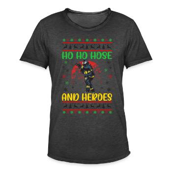 Ho Ho Schlauch Und Helden Feuerwehr Weihnachten - Männer Vintage T-Shirt - Vintage Schwarz - Vorne