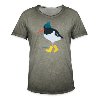 Austernfischer mit Gummistiefeln moin - Männer Vintage T-Shirt - Vintage Khaki - Vorne