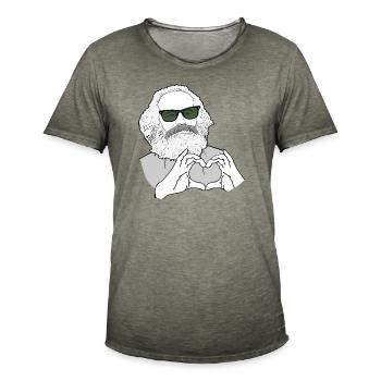 Karl Marx Hände bilden ein Herz Marxisten - Männer Vintage T-Shirt - Vintage Khaki - Vorne