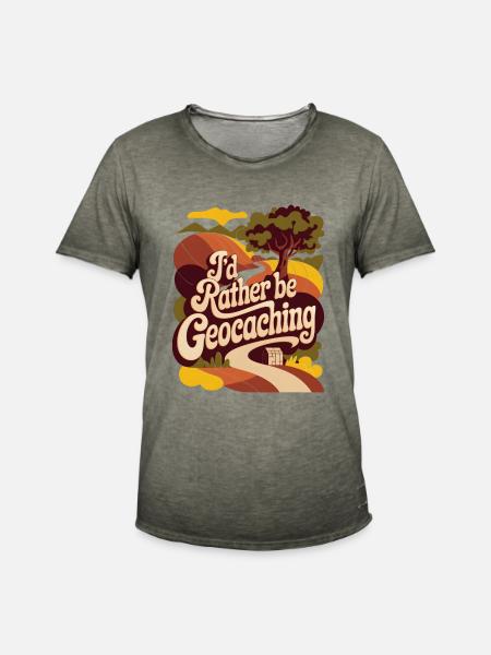I'd Rather Be Geocaching - Men's Vintage T-Shirt - vintage khaki