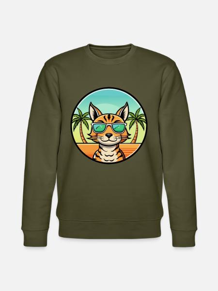Ocicat Breed Cartoon Sunglasses Beach - Stanley/Stella CHANGER Unisex Organic Sweatshirt - khaki