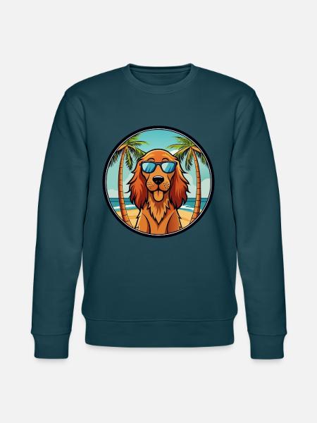 Irsk Setter Hund Race Tegneserie Solbriller Beach - Stanley/Stella økologisk unisex-sweatshirt CHANGER  - mørk petrol