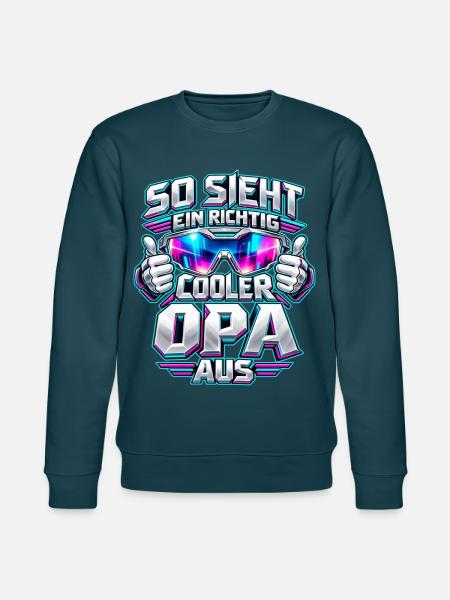 Cooler Opa mit futuristischer Brille - Stanley/Stella Unisex Bio-Sweatshirt CHANGER - Dunkles Petrol