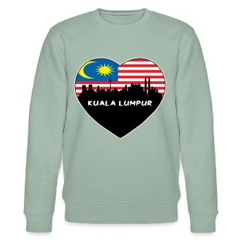 Kuala Lumpur Malaysia Flagge Skyline Reise Souvenir - Stanley/Stella Unisex Bio-Sweatshirt CHANGER  - Helles Graugrün - Vorne - Jaron (178cm) & Liana (172cm)