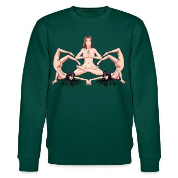 Yoga Erotik nackte Frauen nackt Yoga Yogi - Stanley/Stella Unisex Bio-Sweatshirt CHANGER  - Forest - Vorne - Nik (191cm) & Marisol (170cm)