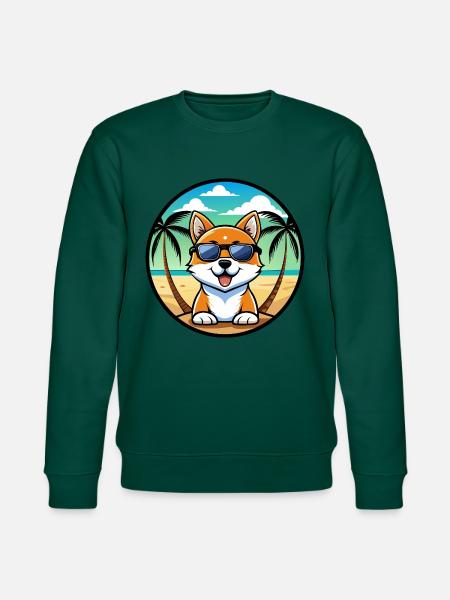 Hokkaido Hondenras Cartoon Zonnebril Strand - Stanley/Stella Uniseks bio-sweatshirt CHANGER  - forest