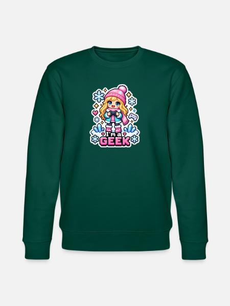 ICH BIN EIN NERD - Kawaii Wintermädchen - Stanley/Stella Unisex Bio-Sweatshirt CHANGER  - Forest