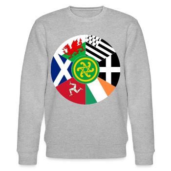 Celtic Nations Flags, Pan Celtic, Wales, Scotland - Stanley/Stella CHANGER Unisex Organic Sweatshirt - heather grey - Front - Nik (191cm) & Marisol (170cm)