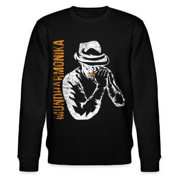 Swingender Mundharmonika Blues - Stanley/Stella Unisex Bio-Sweatshirt CHANGER  - Schwarz - Vorne - Nik (191cm) & Marisol (170cm)