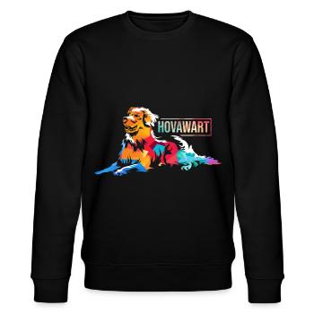 Pfiffiger Hovawart Rettungshund - Stanley/Stella Unisex Bio-Sweatshirt CHANGER  - Schwarz - Vorne - Nik (191cm) & Marisol (170cm)
