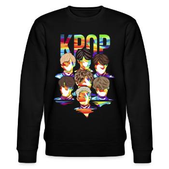 Leidenschaftlicher K-Pop Boybandfan - Stanley/Stella Unisex Bio-Sweatshirt CHANGER  - Schwarz - Vorne - Nik (191cm) & Marisol (170cm)