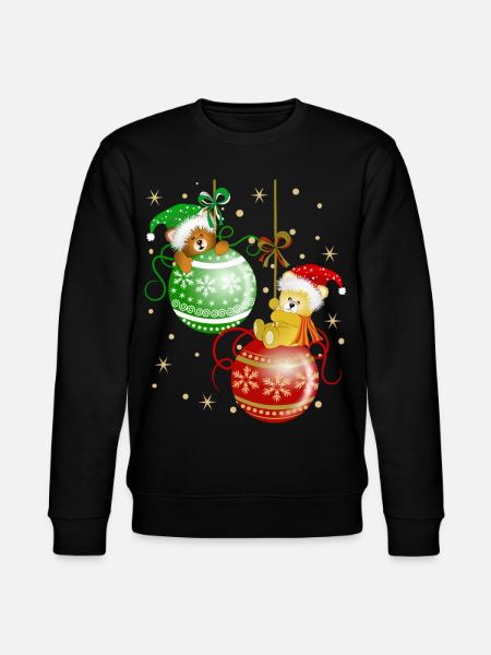 Bärchen auf Weihnachtskugeln Bär Weihnachtsdeko - Stanley/Stella Unisex Bio-Sweatshirt CHANGER  - Schwarz