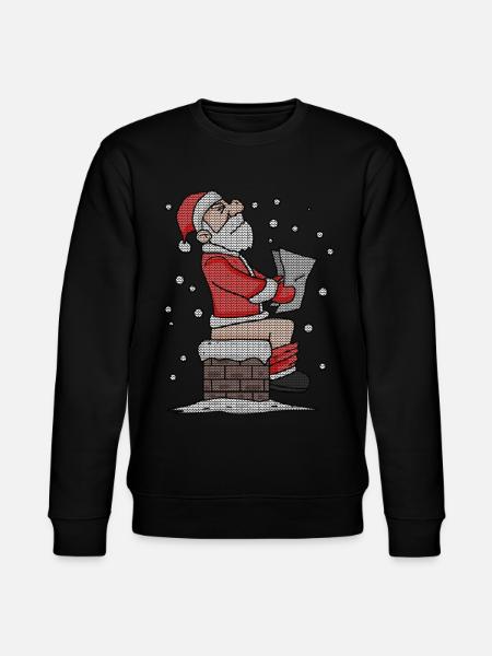 Père Noël assis sur la cheminée drôle - Sweat bio CHANGER Stanley/Stella Unisexe - noir