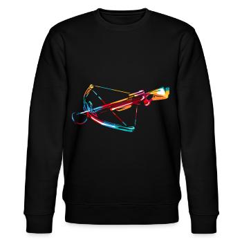 Wuchtige Armbrust Mittelaltermarkt - Stanley/Stella Unisex Bio-Sweatshirt CHANGER  - Schwarz - Vorne - Nik (191cm) & Marisol (170cm)