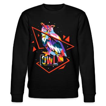Geometrische Nachteule Jägerin - Stanley/Stella Unisex Bio-Sweatshirt CHANGER  - Schwarz - Vorne - Nik (191cm) & Marisol (170cm)