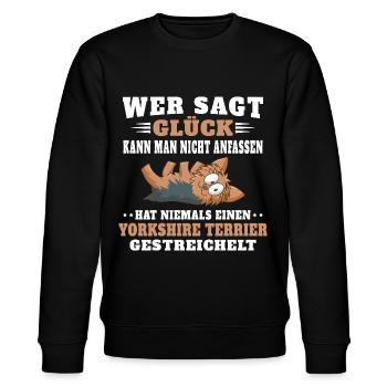 Yorkshire Terrier Züchter Hunde Yorkshire Terrier - Stanley/Stella Unisex Bio-Sweatshirt CHANGER  - Schwarz - Vorne - Nik (191cm) & Marisol (170cm)