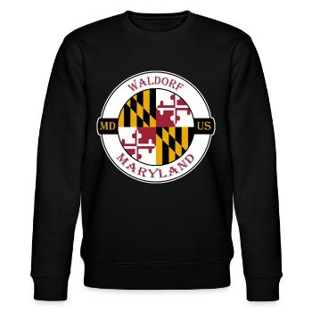 Waldorf Maryland Flagge USA Reise Souvenir Abzeichen - Stanley/Stella Unisex Bio-Sweatshirt CHANGER  - Schwarz - Vorne - Nik (191cm) & Marisol (170cm)
