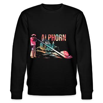 Ehrwürdiges Alphorn Trachtenumzug - Stanley/Stella Unisex Bio-Sweatshirt CHANGER  - Schwarz - Vorne - Nik (191cm) & Marisol (170cm)
