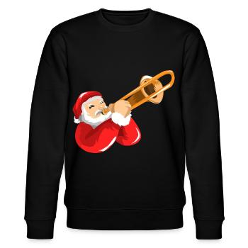 Schwungvoller Posaunist Weihnachtsmann - Stanley/Stella Unisex Bio-Sweatshirt CHANGER  - Schwarz - Vorne - Nik (191cm) & Marisol (170cm)
