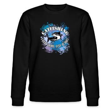 Wels Waller fischen Wels auf Farbklecksen - Stanley/Stella Unisex Bio-Sweatshirt CHANGER  - Schwarz - Vorne - Nik (191cm) & Marisol (170cm)