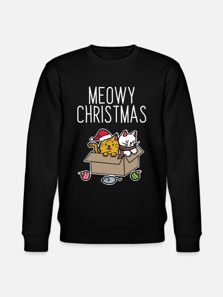 Verschmuste Weihnachtskatze Geschenk - Stanley/Stella Unisex Bio-Sweatshirt CHANGER - Schwarz