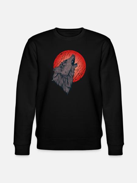 Howling wolf, full moon - Stanley/Stella CHANGER Unisex Organic Sweatshirt - black
