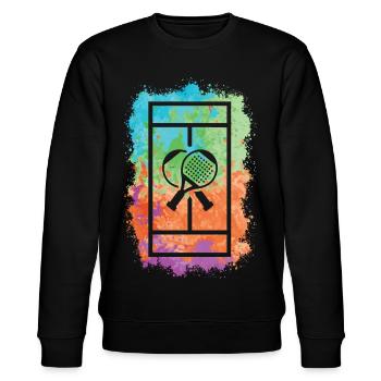 Padel Tennis Padelspieler Paddle Padel-Tennis - Stanley/Stella Unisex Bio-Sweatshirt CHANGER  - Schwarz - Vorne - Nik (191cm) & Marisol (170cm)