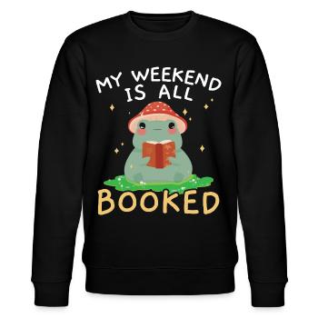 Das Buch war besser Lesen Bücher Buch Lesen - Stanley/Stella Unisex Bio-Sweatshirt CHANGER  - Schwarz - Vorne - Nik (191cm) & Marisol (170cm)