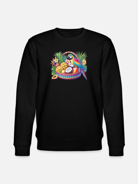 Obstkorb mit Papagei - Stanley/Stella Unisex Bio-Sweatshirt CHANGER  - Schwarz