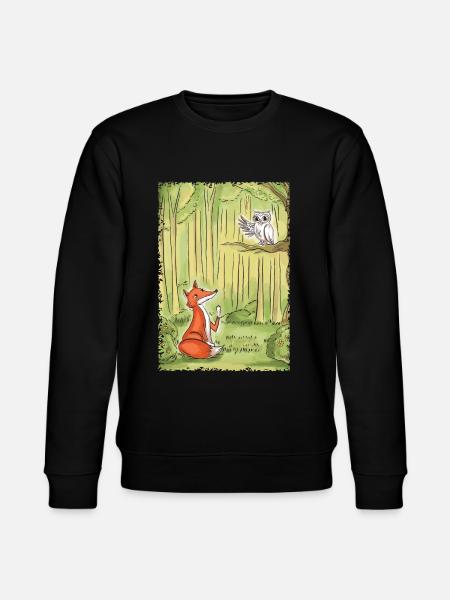 Waldgespräch: Fuchs und Eule - Stanley/Stella Unisex Bio-Sweatshirt CHANGER  - Schwarz