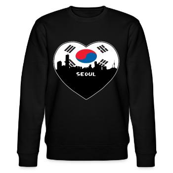 Seoul Südkorea Flagge Skyline Reise Souvenir - Stanley/Stella Unisex Bio-Sweatshirt CHANGER  - Schwarz - Vorne - Nik (191cm) & Marisol (170cm)
