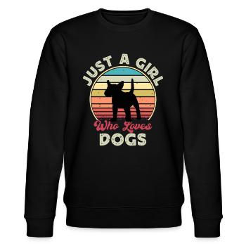 Bullterrier Miniatur Hund Silhouette Retro Sonnenuntergang - Stanley/Stella Unisex Bio-Sweatshirt CHANGER  - Schwarz - Vorne - Nik (191cm) & Marisol (170cm)