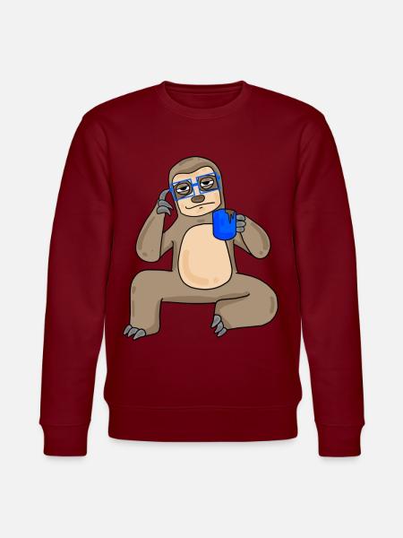 Sloth with glasses and coffee - Stanley/Stella CHANGER Unisex Organic Sweatshirt - burgundy