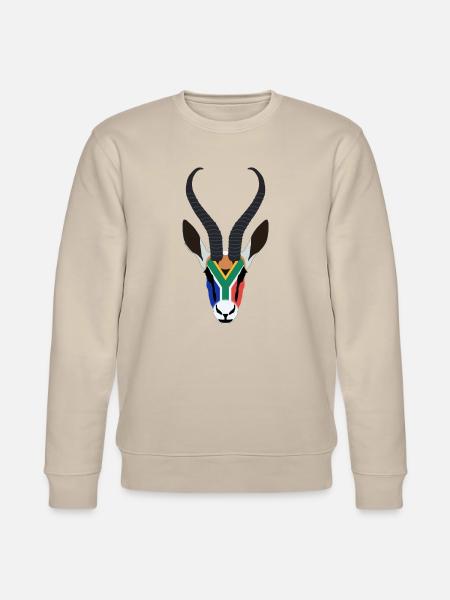 SPRINGBOK HEAD IN SOUTH AFRICAN COLOURS - Stanley/Stella CHANGER Unisex Organic Sweatshirt - beige