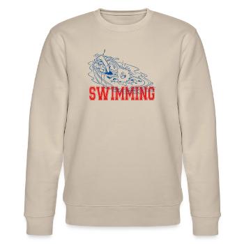 Asterix & Obelix Asterix Schwimmen Design - Stanley/Stella Unisex Bio-Sweatshirt CHANGER  - Beige - Vorne - Nik (191cm) & Marisol (170cm)