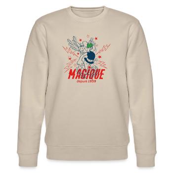 Asterix & Obelix Magique 1959 Outline Design - Stanley/Stella Unisex Bio-Sweatshirt CHANGER  - Beige - Vorne - Nik (191cm) & Marisol (170cm)