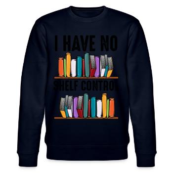 No Shelf Control Spruch Bücher Leser Geschenk - Stanley/Stella Unisex Bio-Sweatshirt CHANGER  - Navy - Vorne - Nik (191cm) & Marisol (170cm)