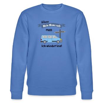 womo ruft campingbus - Stanley/Stella Unisex Bio-Sweatshirt CHANGER  - Blau - Vorne - Nik (191cm) & Marisol (170cm)