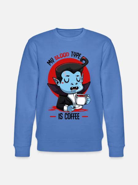 Blood Coffee Vampire Cartoon - Stanley/Stella CHANGER Unisex Organic Sweatshirt - bright blue