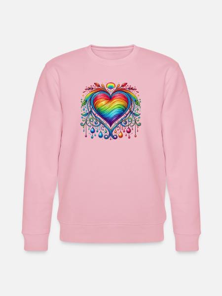 Rainbow Heart - Stanley/Stella CHANGER Unisex Organic Sweatshirt - cotton pink