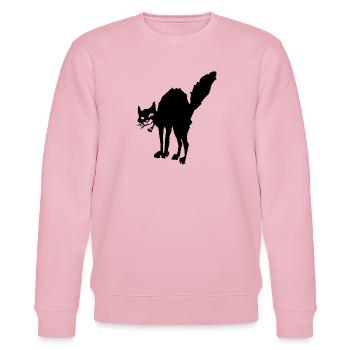 schwarze Katze I Antifa I Anarchy cat I Sab Cat - Stanley/Stella Unisex Bio-Sweatshirt CHANGER  - Hellrosa - Vorne - Jaron (178cm) & Liana (172cm)