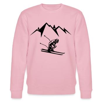 Skifahrer Skifahren - Stanley/Stella Unisex Bio-Sweatshirt CHANGER  - Hellrosa - Vorne - Jaron (178cm) & Liana (172cm)