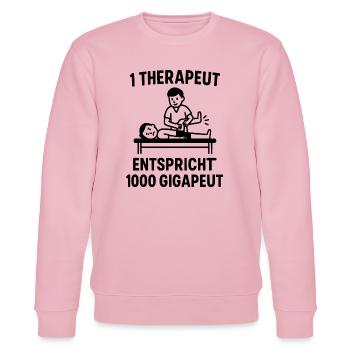 Physio Motivation KNOW YOUR VALUE Therapeut - Stanley/Stella Unisex Bio-Sweatshirt CHANGER  - Hellrosa - Vorne - Jaron (178cm) & Liana (172cm)
