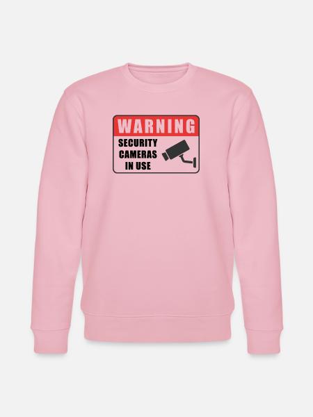 Warning CCTV Camera Badge Security Sign Icon - Stanley/Stella CHANGER Unisex Organic Sweatshirt - cotton pink
